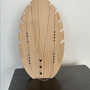 Chic Silver and Black Heart Necklace